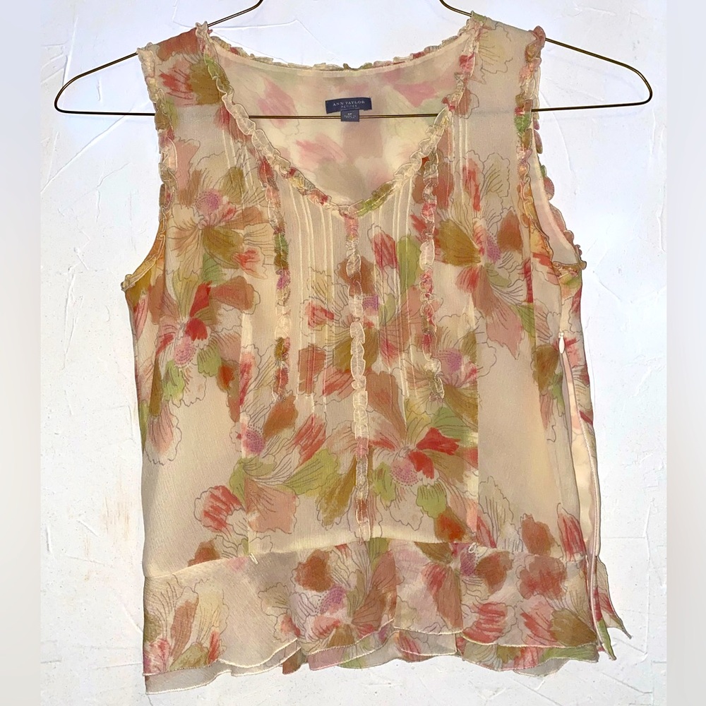 Ann Taylor Womens Floral Blouse Size S